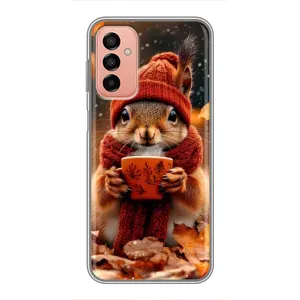 Друкований чохол 'Звірята з кавою' для Samsung Galaxy M13 (Білка з кавою)