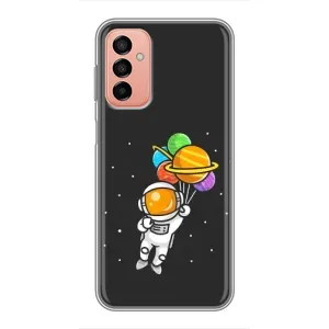 Силіконовый Чохол з принтом "Космонавти" на Samsung Galaxy M13 (Космонавт з кульками)