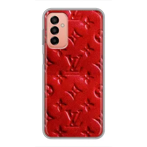 Текстурный Чехол Louis Vuitton для Самсунг Галакси М13 (Красный ЛВ)