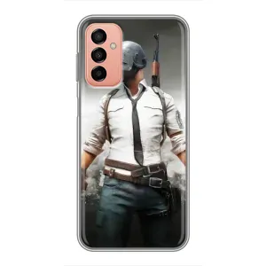 Силиконовый чехол с картинкой "Герой Pubg" на Samsung Galaxy M13 (Пабг)