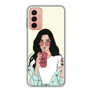 Силиконовый Чехол на Samsung Galaxy M13 с картинкой Стильных Девушек (С напитком)