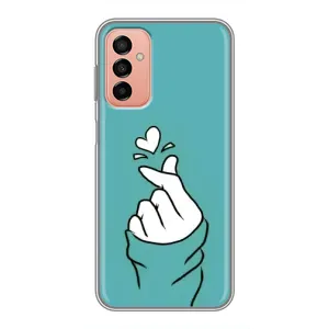 Чехлы (Знак сердечка) на Samsung Galaxy M13 (Сердечко на бирюзовом)