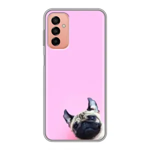 Бампер для Samsung Galaxy M13 с картинкой "Песики" (Собака на розовом)