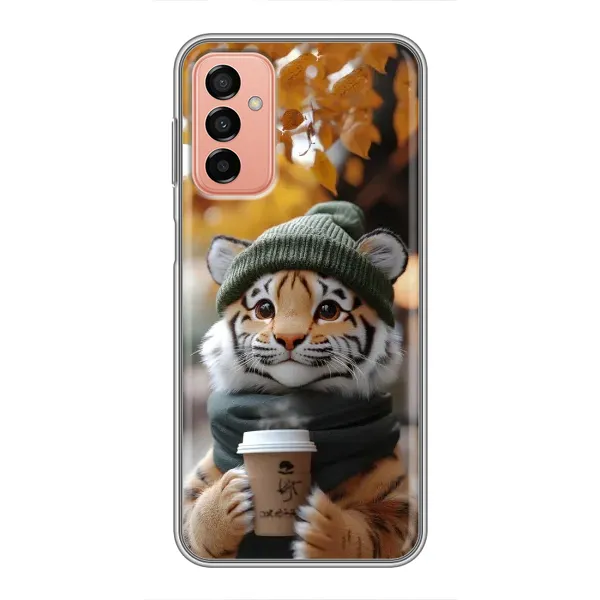 Чехол с рисунком «Тигр с кофе» для Samsung Galaxy M13 Чехол с рисунком «Тигр с кофе» для Samsung Galaxy M13