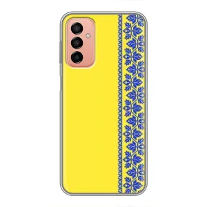 Силиконовый Чехол на Samsung Galaxy M13 (Вышиванка на желтом)
