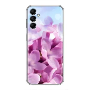 Силиконовый бампер с принтом (цветочки) на Самсунг М14 (Сиреневые цветы)