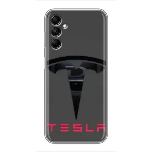 Силиконовый бампер с картинкой машины на Samsung Galaxy M14 (M146) (Logo TESLA)