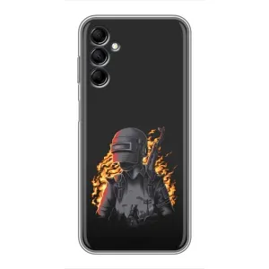 Силиконовый чехол с картинкой "Герой Pubg" на Samsung Galaxy M14 (M146) (В огне)