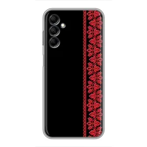 Силиконовый Чехол на Samsung Galaxy M14 (M146) с картинкой Вышиванки (Вышиванка на черном)