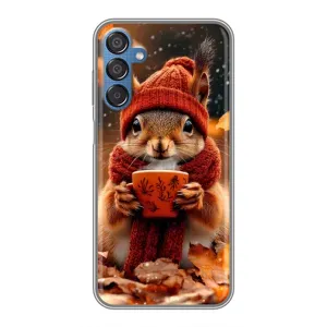 Печатный чехол «Зверята с кофе» для Samsung Galaxy M15 (M156) (Белка с кофе)