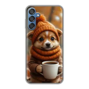 Печатный чехол «Зверята с кофе» для Samsung Galaxy M15 (M156) (Собачка с кофе)