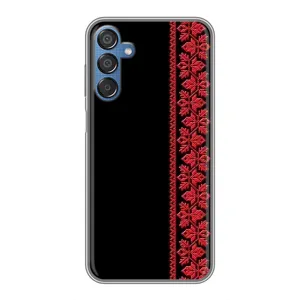 Силиконовый Чехол на Samsung Galaxy M15 (M156) с картинкой Вышиванки (Вышиванка на черном)