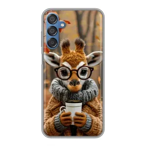 Печатный чехол «Зверята с кофе» для Samsung Galaxy M15 (M156) (Жираф с кофе)