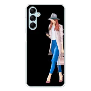 Чехол с картинкой Модные Девчонки Samsung Galaxy M16 (Девушка со смартфоном)