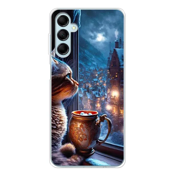 Чехол с рисунком «Кот новогодний» для Samsung Galaxy M16