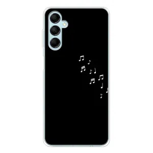 Чехол с картинками на черном фоне для Samsung Galaxy M16 (Ноты)