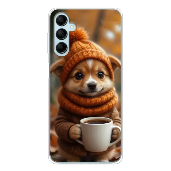 Чехол с рисунком «Собачка с кофе» для Samsung Galaxy M16 Чехол с рисунком «Собачка с кофе» для Samsung Galaxy M16