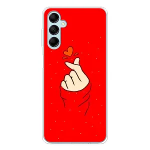 Чехлы (Знак сердечка) на Samsung Galaxy M16 (Сердце на красном)