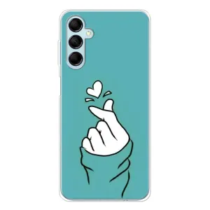 Чехлы (Знак сердечка) на Samsung Galaxy M16 (Сердечко на бирюзовом)