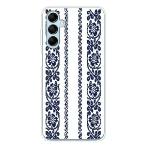 Силиконовый Чехол на Samsung Galaxy M16 с картинкой Вышиванки (Синяя вышиванка)