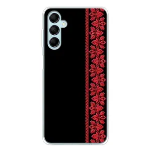 Силиконовый Чехол на Samsung Galaxy M16 с картинкой Вышиванки (Вышиванка на черном)
