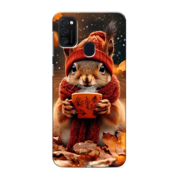 Чехол с рисунком «Белка с кофе» для Samsung Galaxy M21 Чехол с рисунком «Белка с кофе» для Samsung Galaxy M21