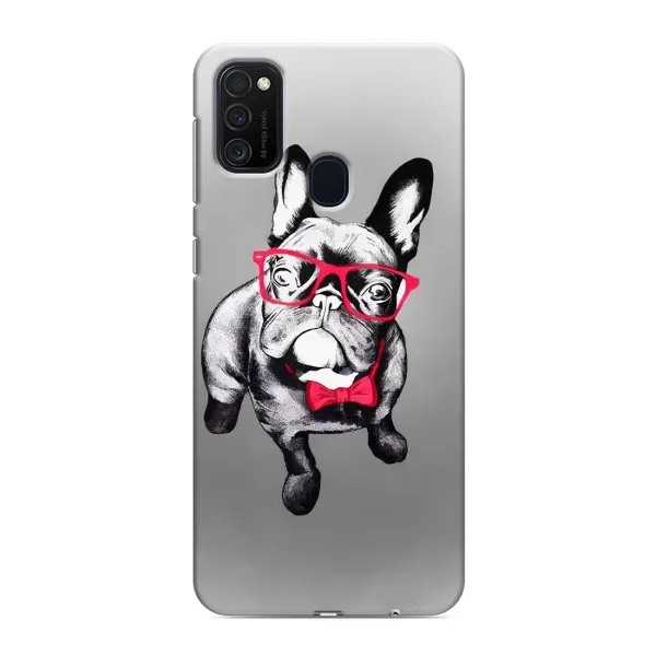 Чехол с рисунком «Бульдог в очках» для Samsung Galaxy M21