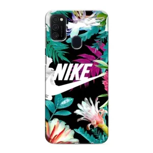Силіконовый Чохол на Samsung Galaxy M21 з картинкою НАЙК (Квітковий Nike)