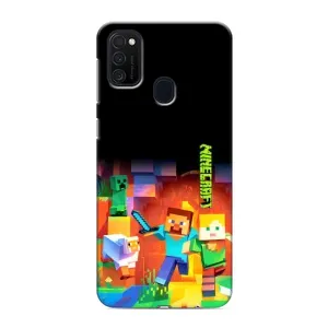 Чехлы для Samsung Galaxy M21 (Персонажи Майн Крафт) (Герой Майнкрафт)