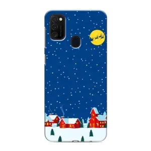 Силиконовый бампер на рождество для Samsung Galaxy M21 (Город в снегу)
