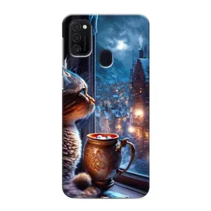 Чехлы на Новый Год Samsung Galaxy M21 (Кот новогодний)