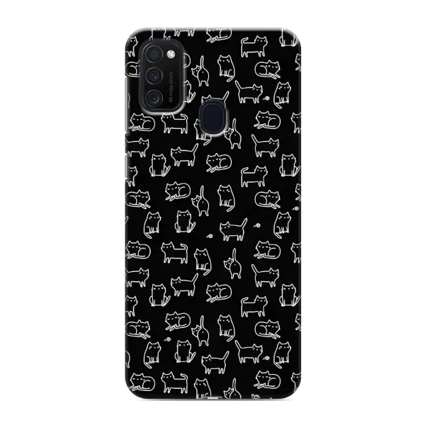 Чохол з малюнком «Котики на чорному» для Samsung Galaxy M21 Чохол з малюнком «Котики на чорному» для Samsung Galaxy M21