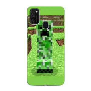 Чехлы для Samsung Galaxy M21 (Персонажи Майн Крафт) (Крипер 2)