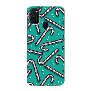 Силиконовый бампер на рождество для Samsung Galaxy M21 (Леденцы)