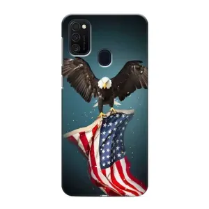 Чехол Флаг USA для Samsung Galaxy M21 (Орел и флаг)