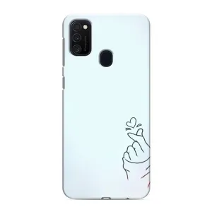 Чехлы (Знак сердечка) на Samsung Galaxy M21 (Сердце на голубом)