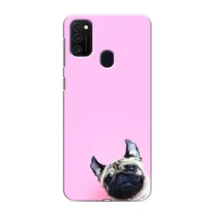 Бампер для Samsung Galaxy M21 з картинкою "Песики" (Собака на рожевому)