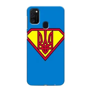 Чохол з картинкою (Патріотичний ГЕРБ) на Samsung Galaxy M21 (Герб - супер герой)