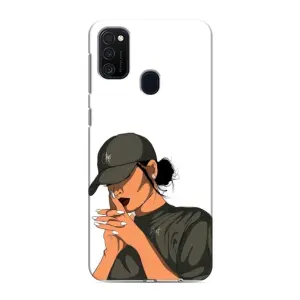 Силиконовый Чехол на Samsung Galaxy M21 с картинкой Стильных Девушек (В зеленом)