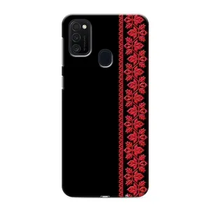 Силіконовый Чохол на Samsung Galaxy M21 з картинкой Вишиванки (Вишиванка на чорному)