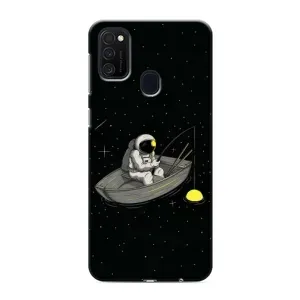 Силиконовый Чехол с принтом "Космонавты" на Samsung Galaxy M21s (Космонавт на рыбалке)