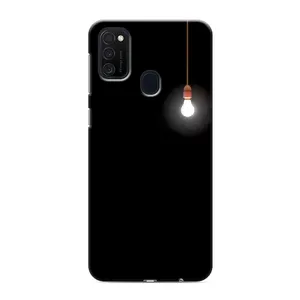 Чехол с картинками на черном фоне для Samsung Galaxy M21s (Лампочка)