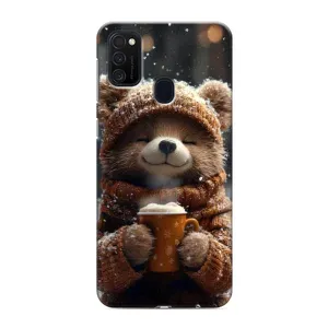 Друкований чохол 'Звірята з кавою' для Samsung Galaxy M21s (Ведмедик з кавою)
