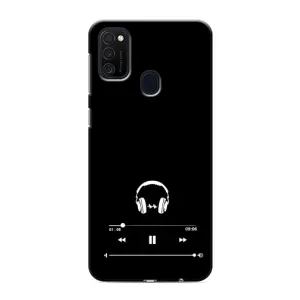 Чехол с картинками на черном фоне для Samsung Galaxy M21s (Плеер)