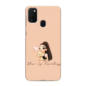 Силиконовый Чехол на Samsung Galaxy M21s с картинкой Стильных Девушек (С собакой)