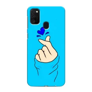 Чехлы (Знак сердечка) на Samsung Galaxy M21s (Сердце на синем)