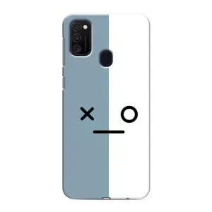 Силиконовые Чехлы (смешные стикеры) для Samsung Galaxy M21s (Серо-белый)