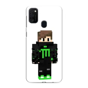 Чехлы для Samsung Galaxy M21s (Персонажи Майн Крафт) (Зеленый мальчик)
