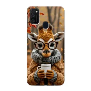 Друкований чохол 'Звірята з кавою' для Samsung Galaxy M21s (Жираф з кавою)