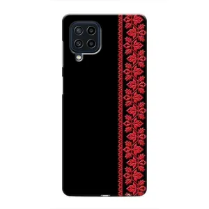 Силиконовый Чехол на Samsung Galaxy M22 с картинкой Вышиванки (Вышиванка на черном)